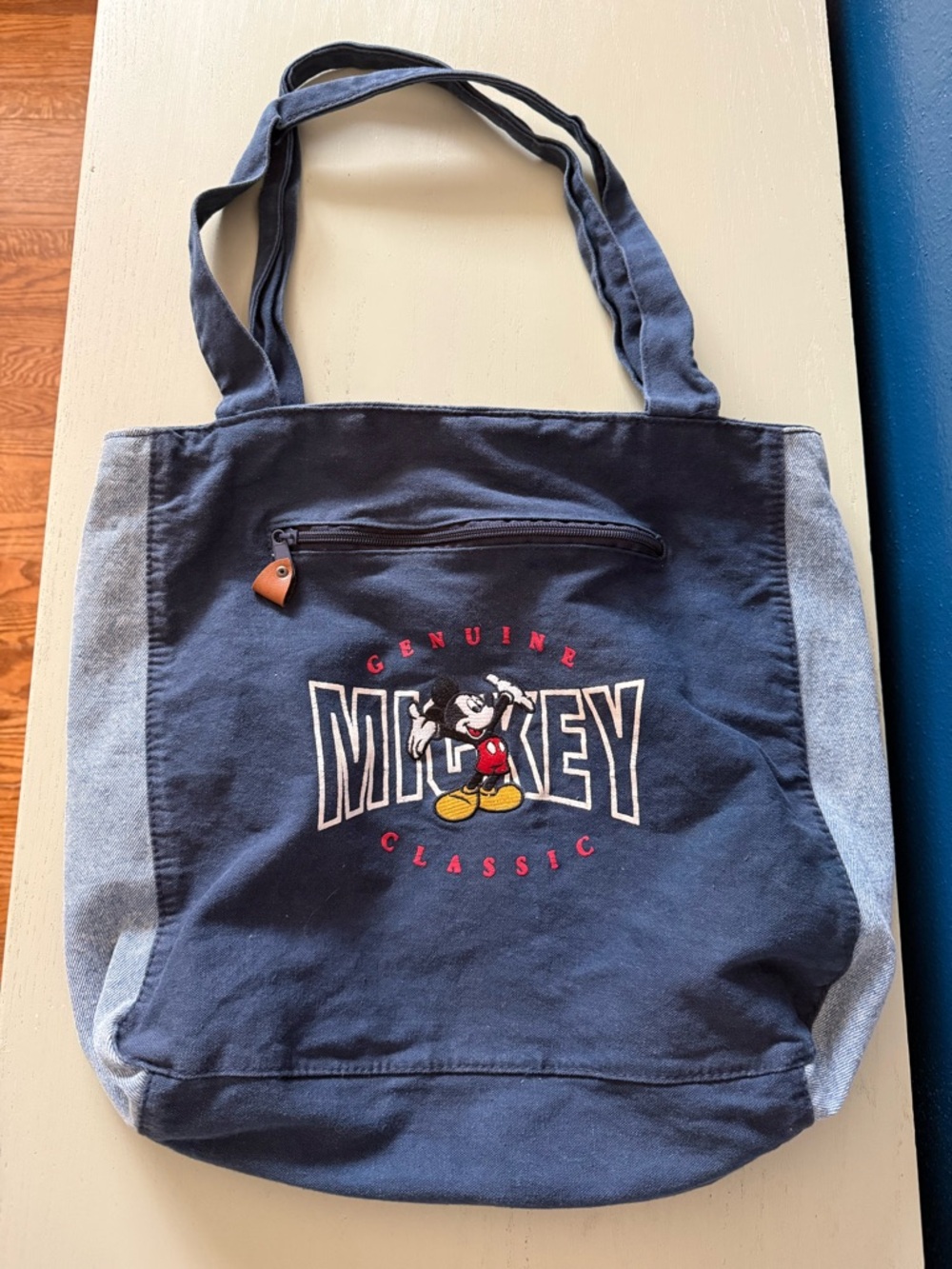Vintage Disney Mickey Mouse Unlimited Genuine Classic Denim Blue Tote Bag 1990s